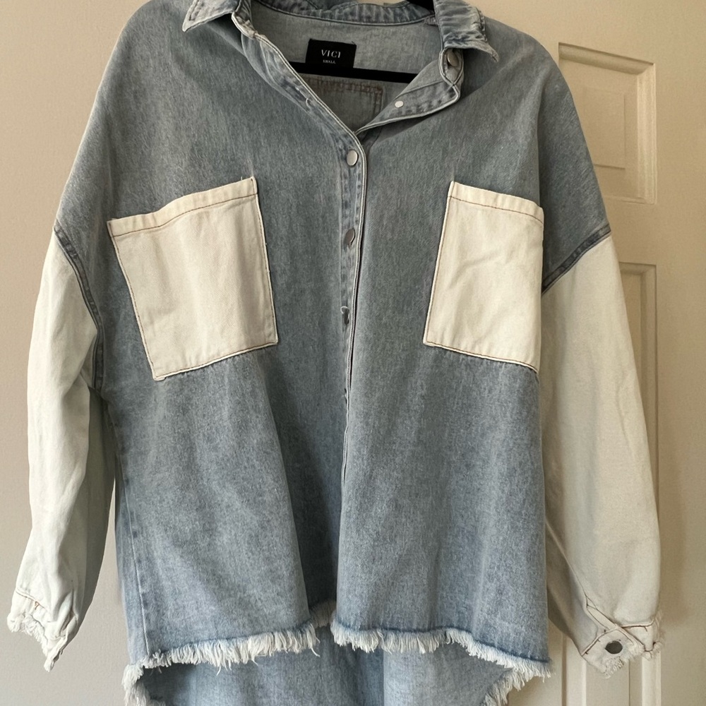VICI Denim Button-Up Shirt with Pockets